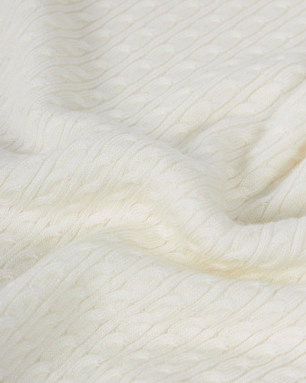 Visc Cashmere Cable Roll Creme