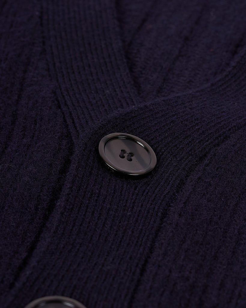 Rib Strik Cardigan Blå