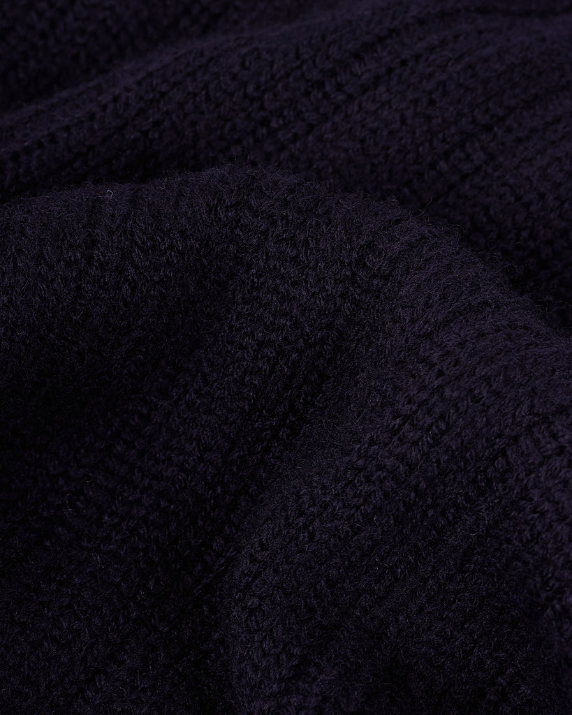 Rib Strik Cardigan Blå