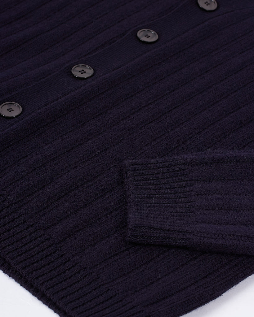 Rib Strik Cardigan Blå