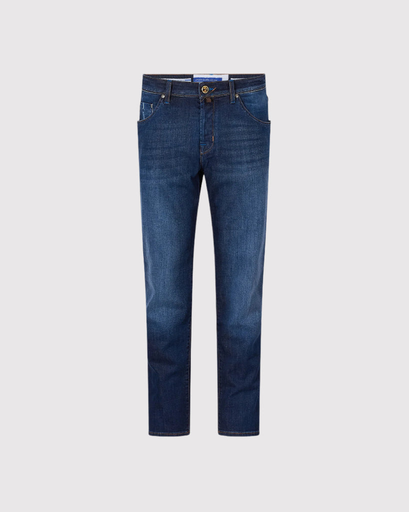 Scott Cropped Washed Jeans Mørkeblå