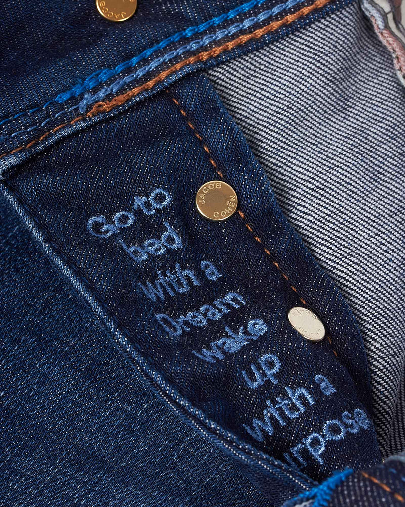 Scott Cropped Washed Jeans Mørkeblå