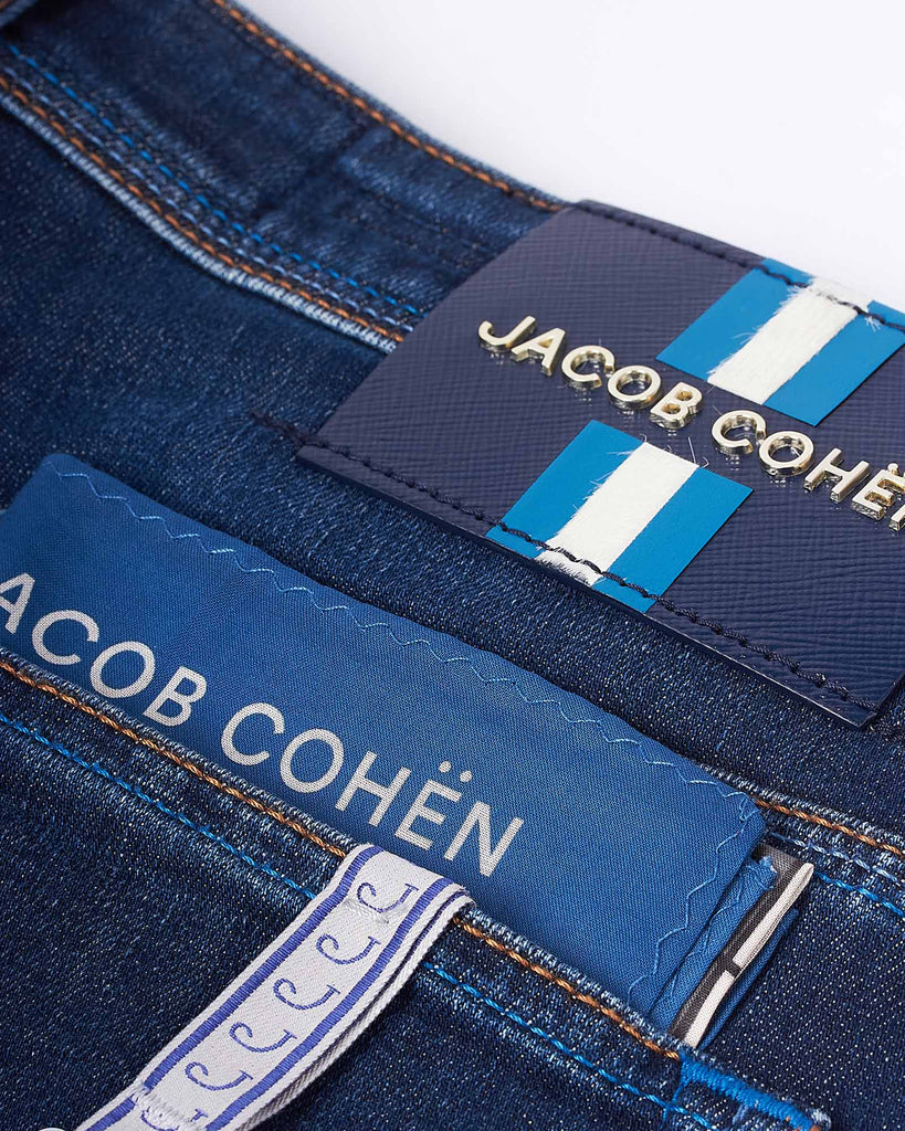 Scott Cropped Washed Jeans Mørkeblå