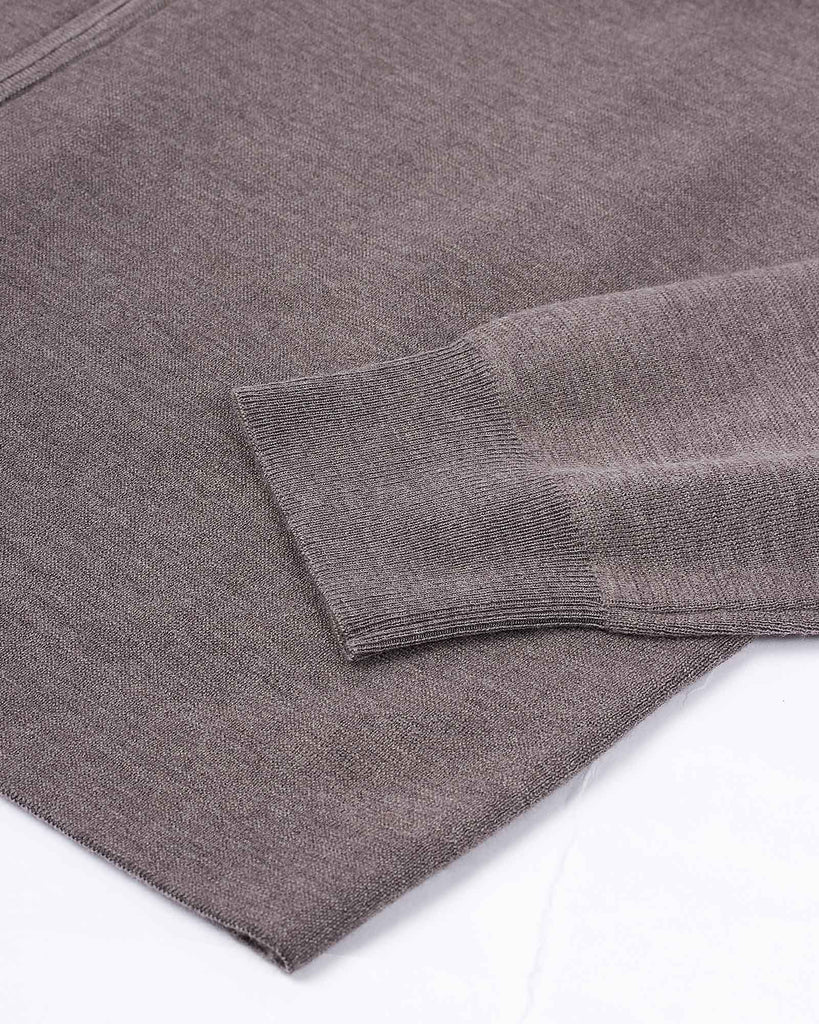 Merino Zip Cardigan Taupe