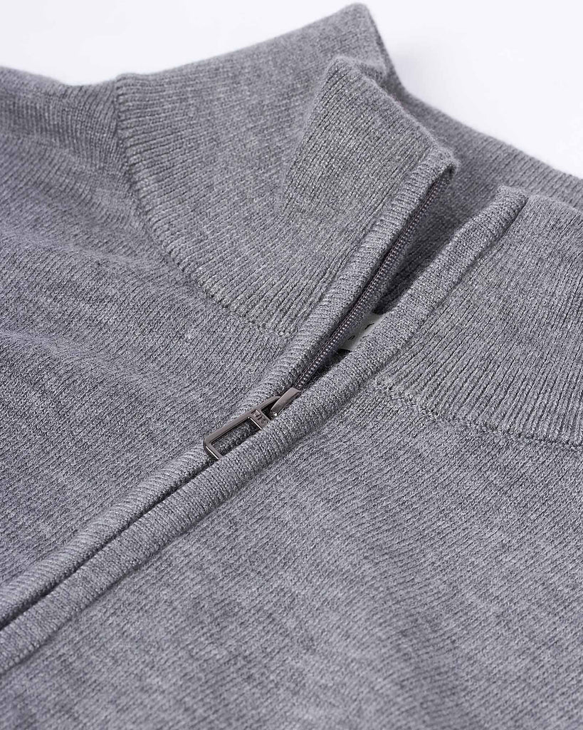 Visc Cashmere Zip Strik Grå