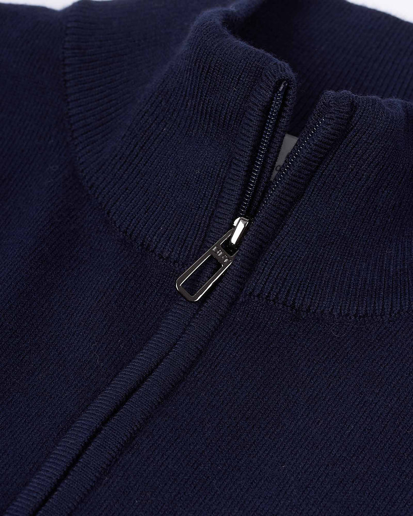 Visc Cashmere Zip Strik Blå