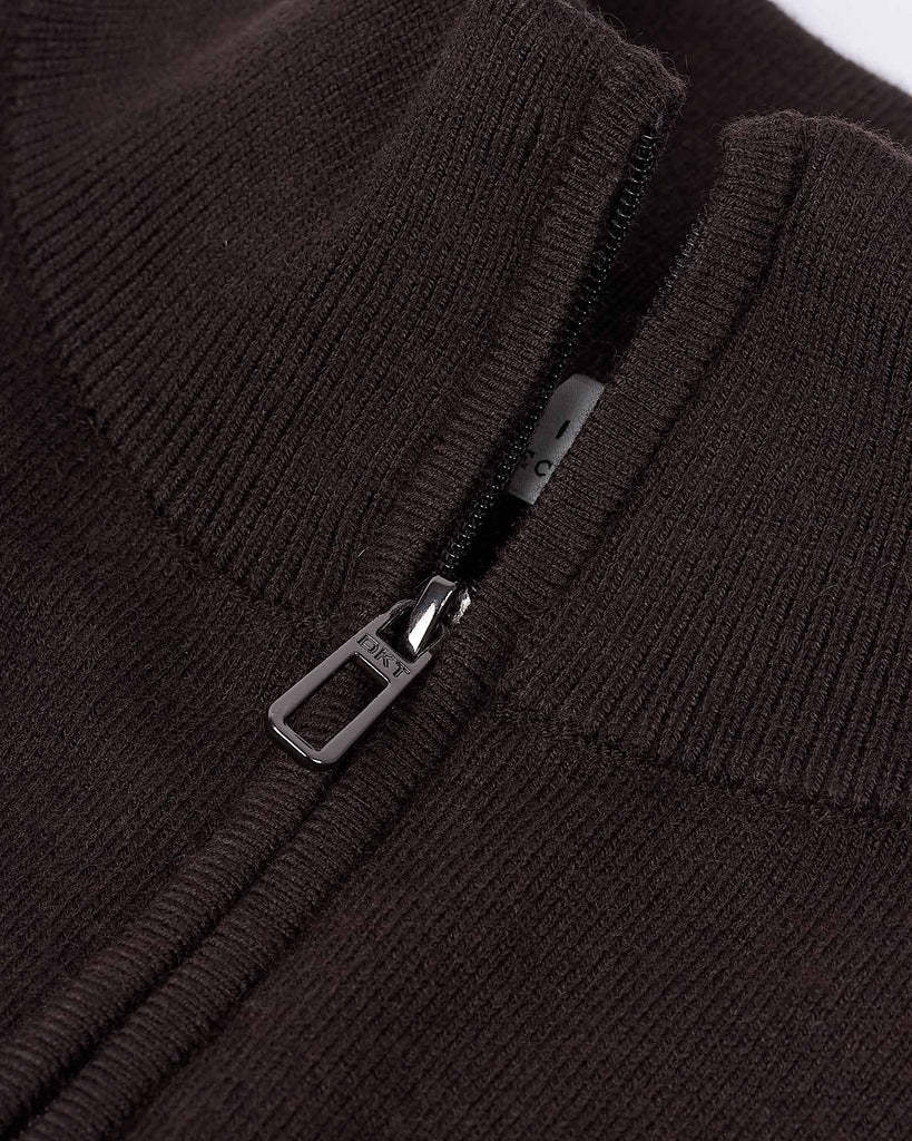 Visc Cashmere Zip Strik Brun