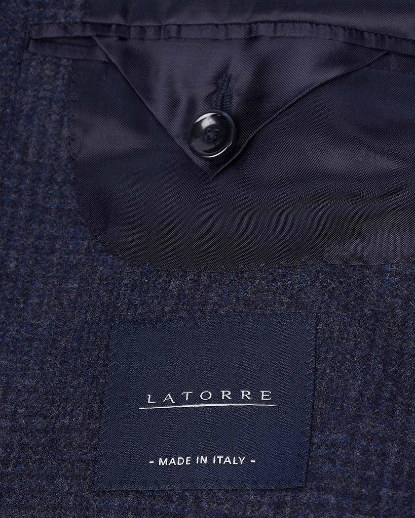 Check Wool Blazer Blå