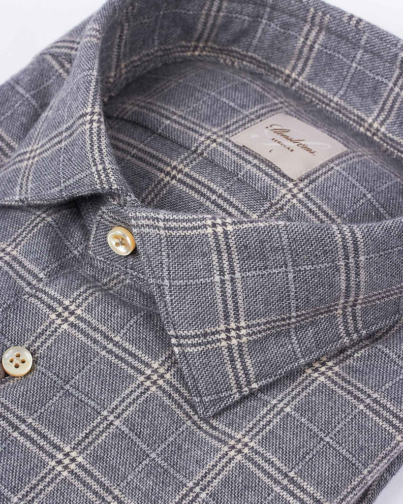 Regular Fit Flannel Check Shirt Grå