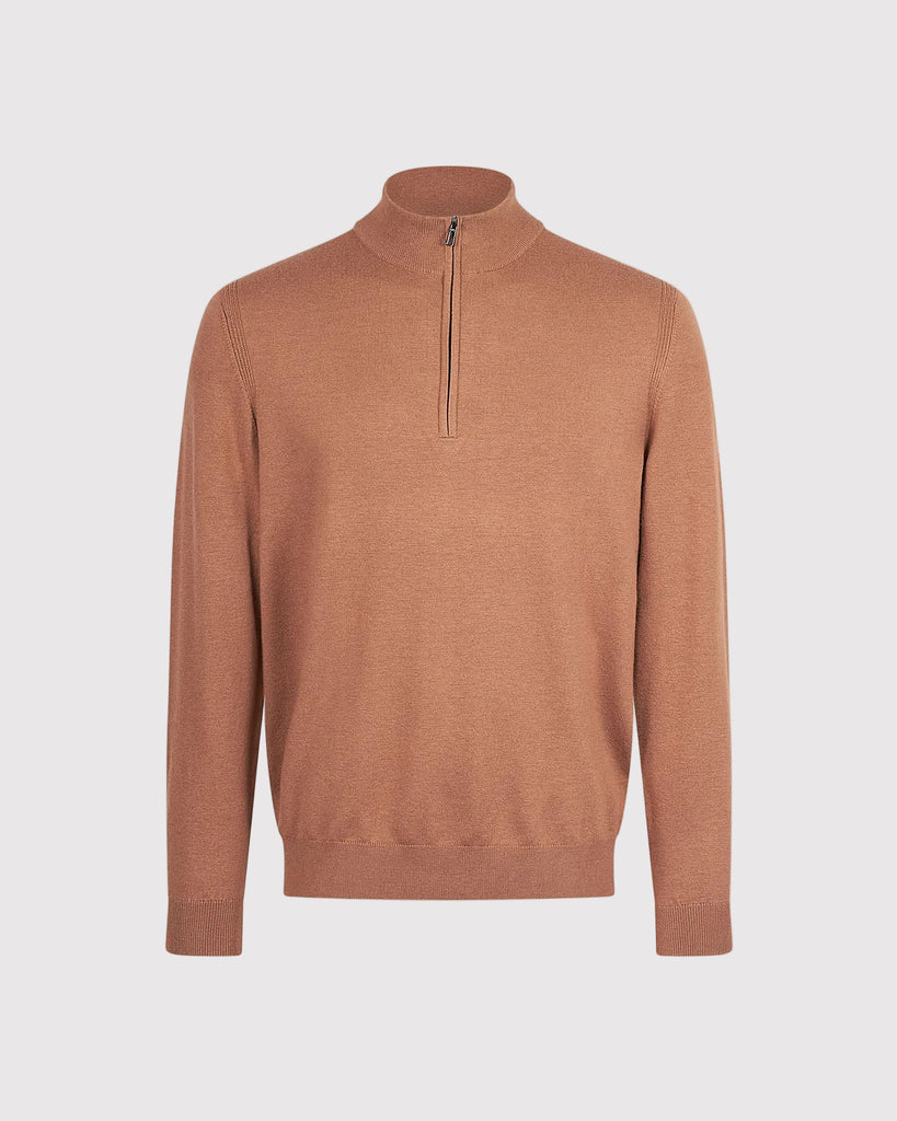 Visc Cashmere Zip Strik Camel