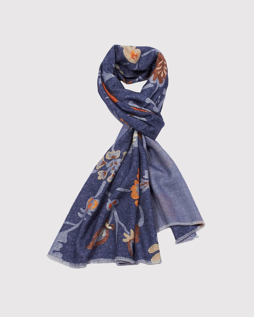 Scarf Wool Two Face Blå
