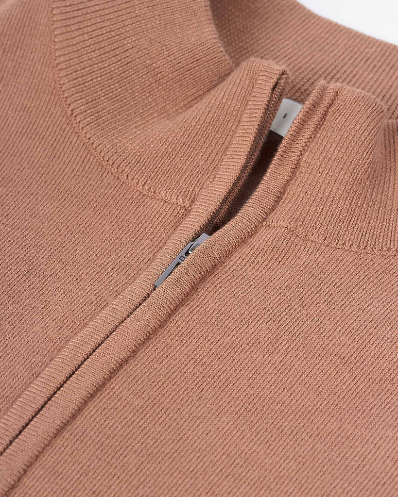 Visc Cashmere Zip Strik Camel