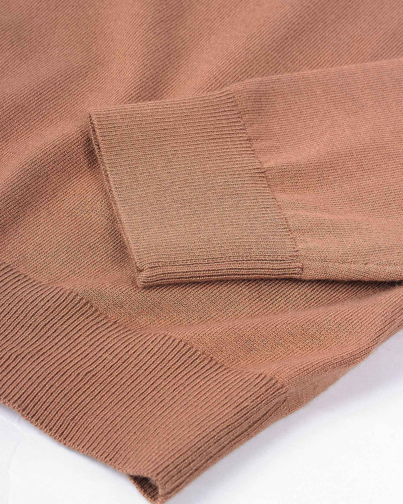 Visc Cashmere Zip Strik Camel