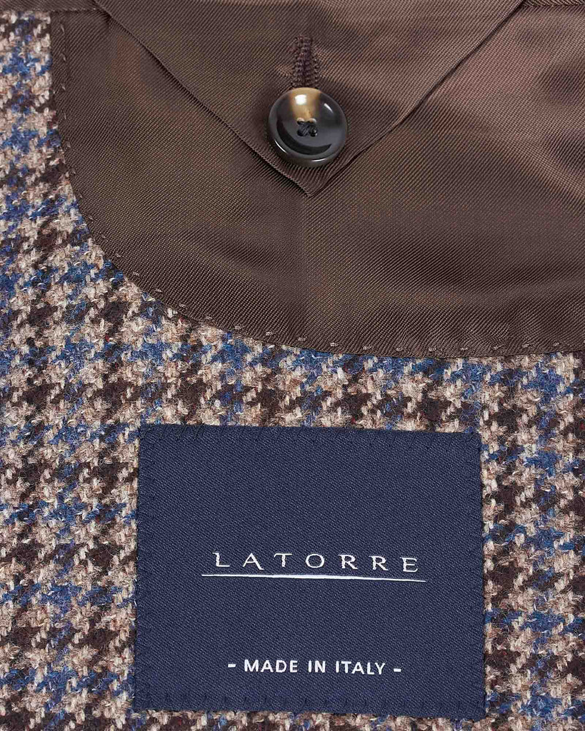 Check Wool Melange Blazer Brun