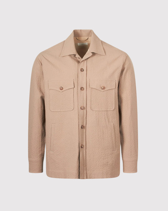 Seersucker Overshirt Sand