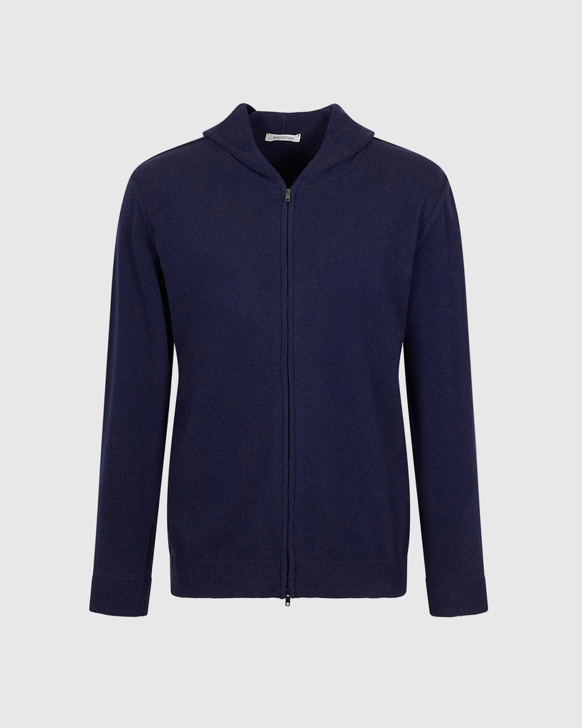 Strik Zip Hoodie Blå