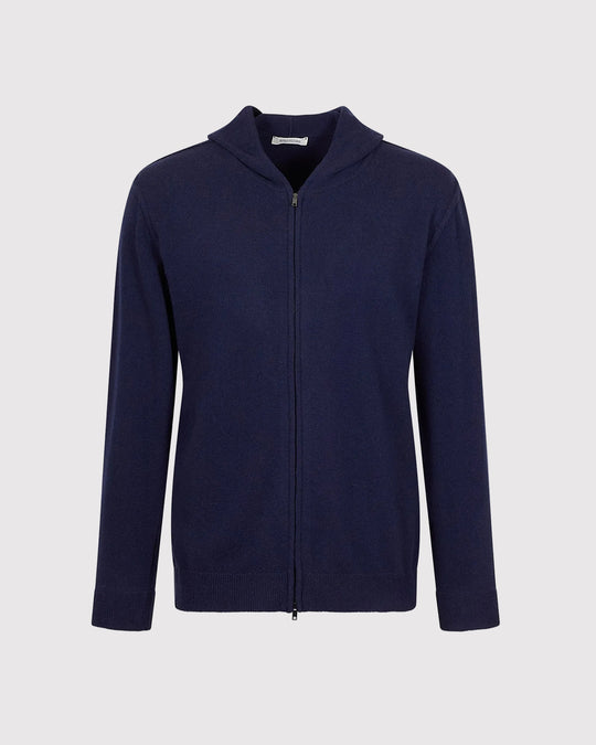 Strik Zip Hoodie Blå