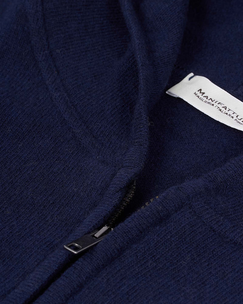 Strik Zip Hoodie Blå