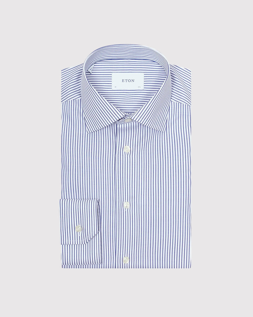 Slim Fit Striped Fine Twill Skjorte