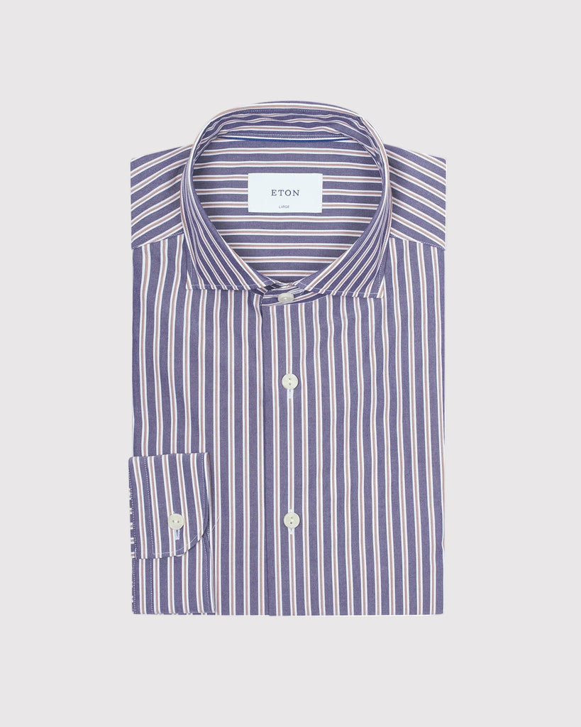 Striped Poplin Shirt Blå