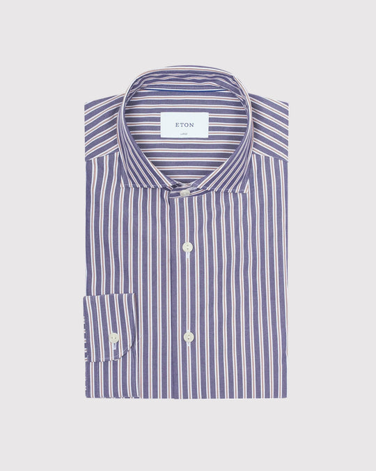 Striped Poplin Shirt Blå