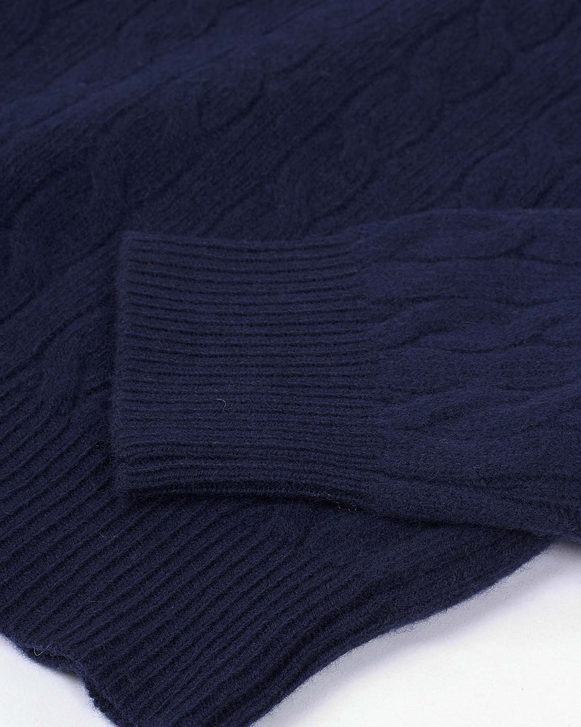 Wool Cash Cable Polo Blå