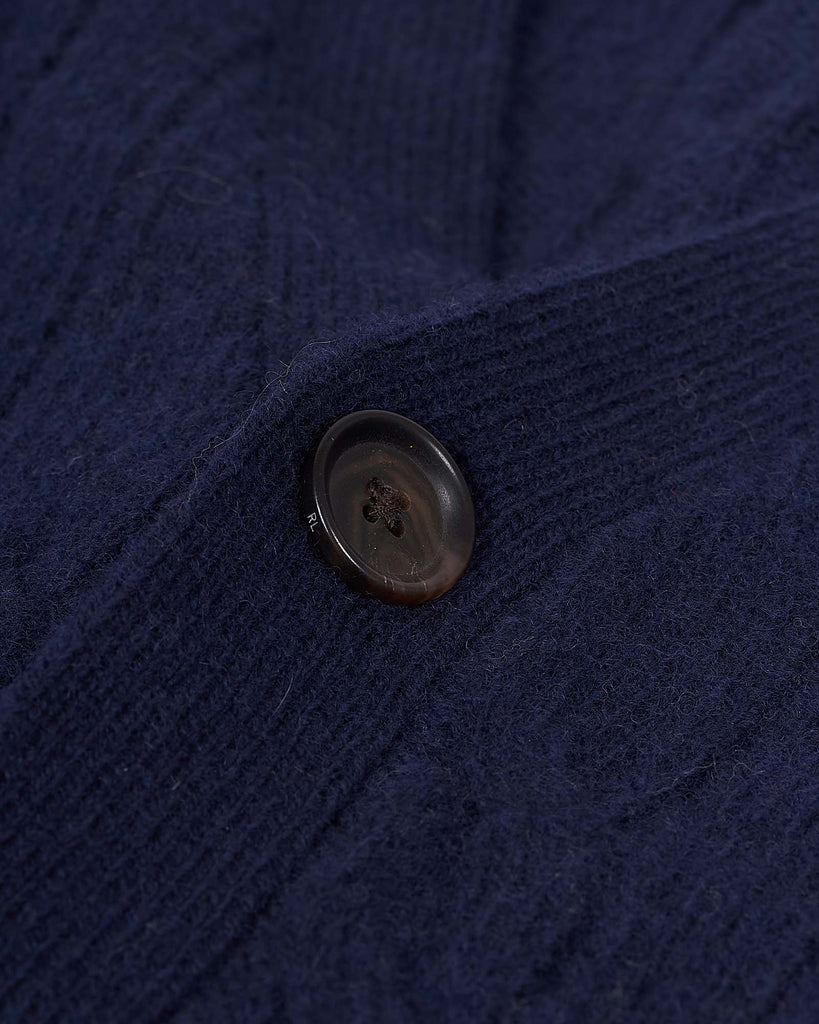 Wool Cash Cable Cardigan Blå