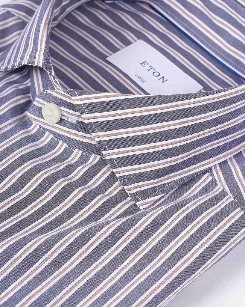 Striped Poplin Shirt Blå