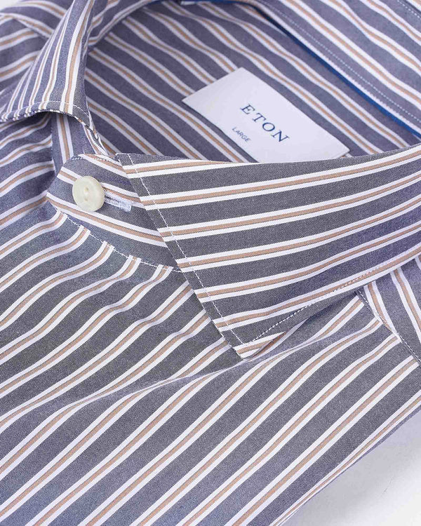 Striped Poplin Shirt Blå
