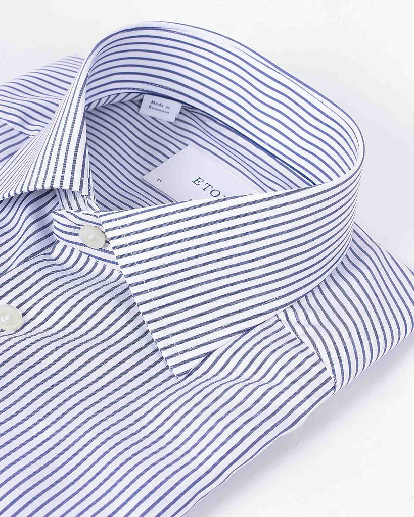 Slim Fit Striped Fine Twill Skjorte