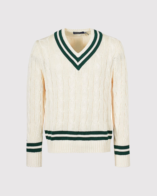 Cotton V-neck Strik Hvid