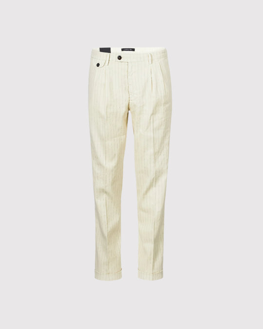 Pinstripe Linen Chino Sand