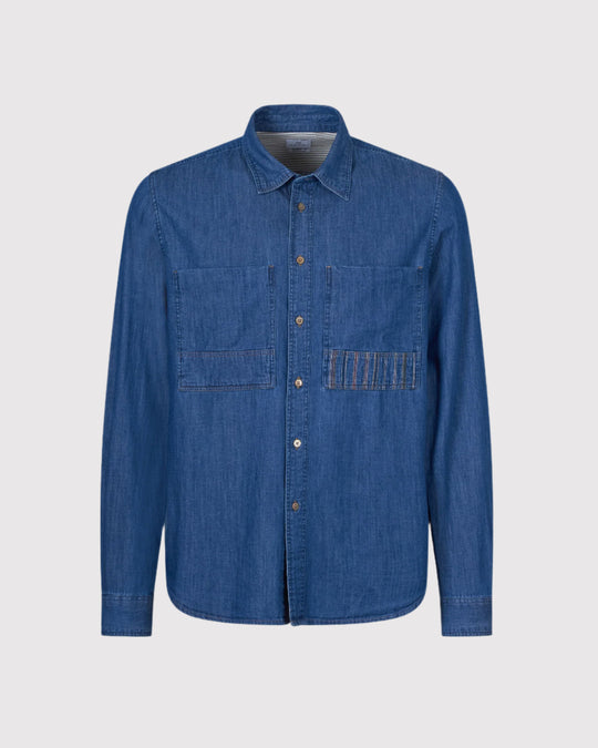 Regular Fit Denim Skjorte Blå