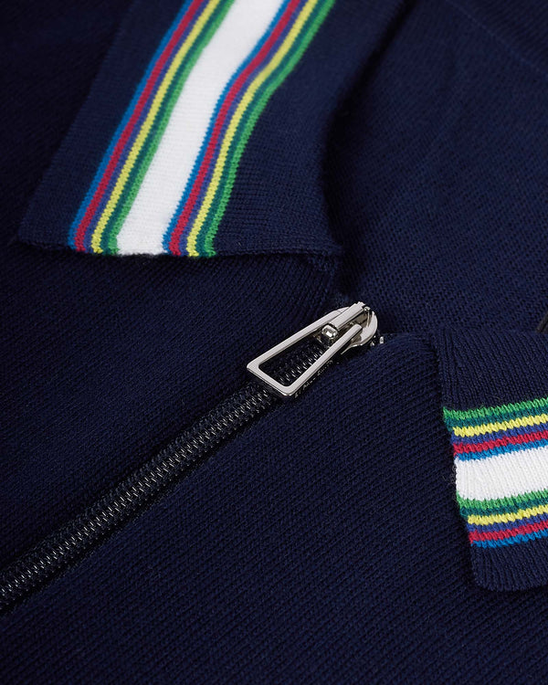 Knit Polo LS Blå