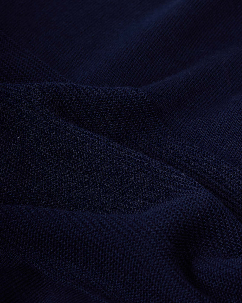 Knit Polo LS Blå