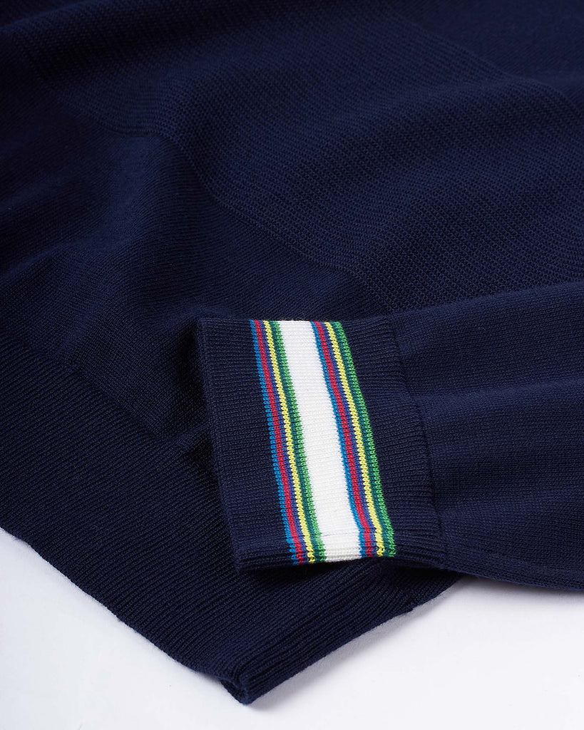 Knit Polo LS Blå