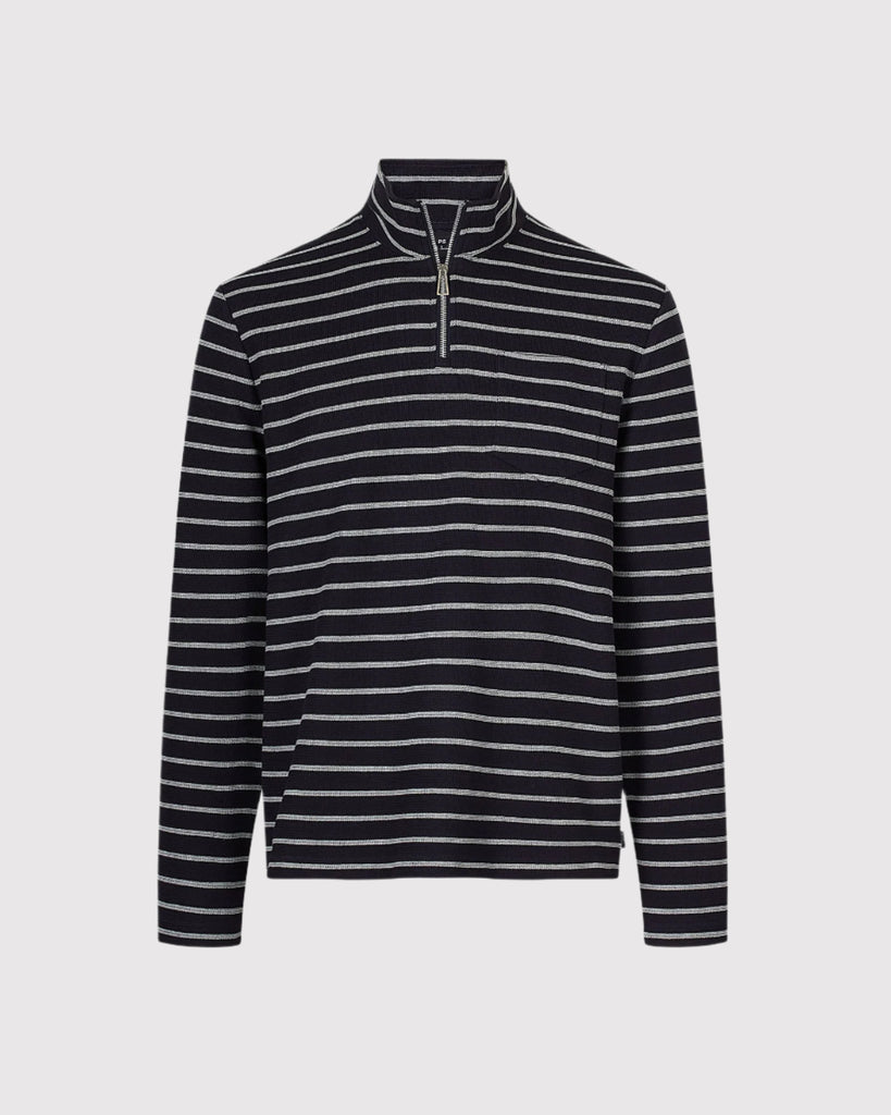 Stripe Half Zip Sweat Blå