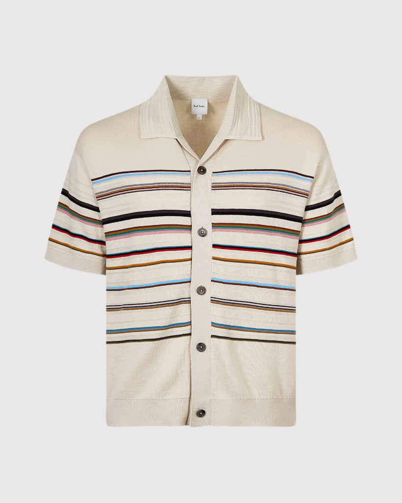 Knitted Skjorte Stripe Sand