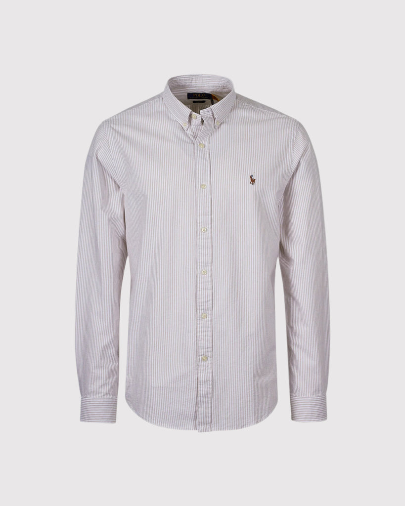 Slim Skjorte Stribet Sand