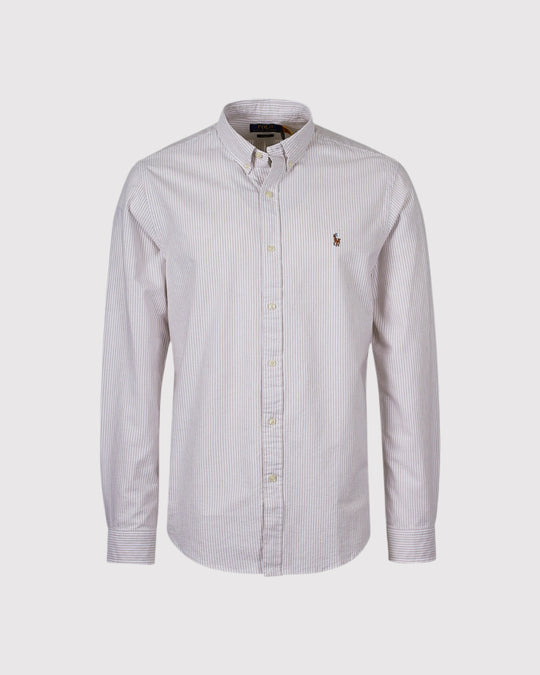 Slim Skjorte Stribet Sand