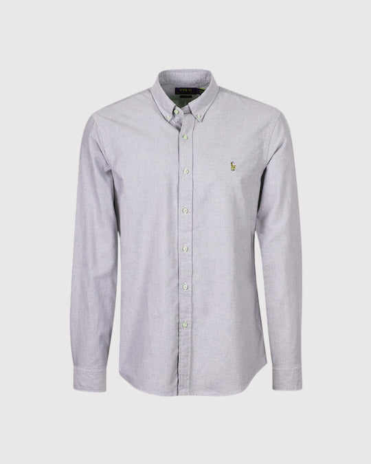 Slim Fit Oxford Skjorte Grå