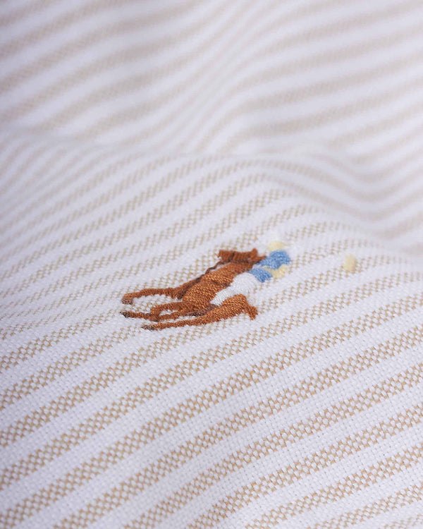 Slim Skjorte Stribet Sand