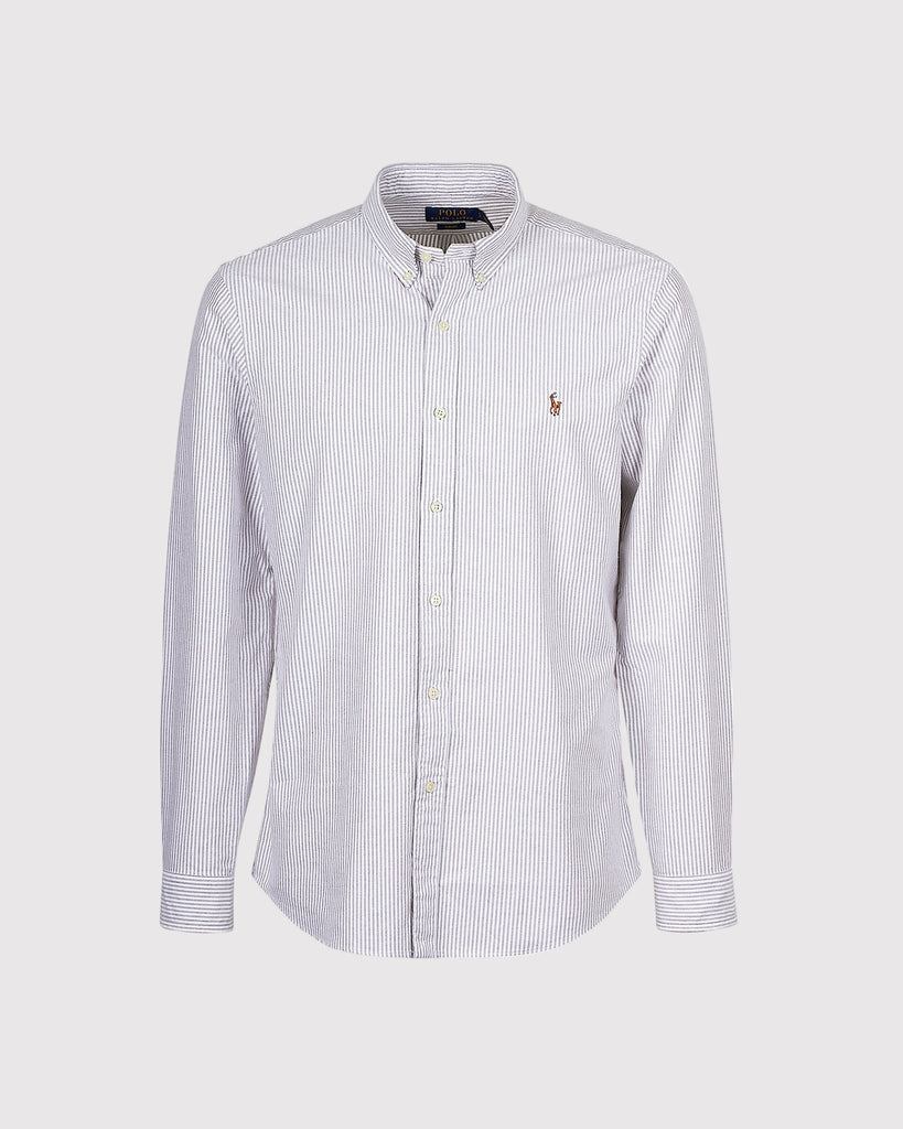 Oxford Skjorte Stripe Brun