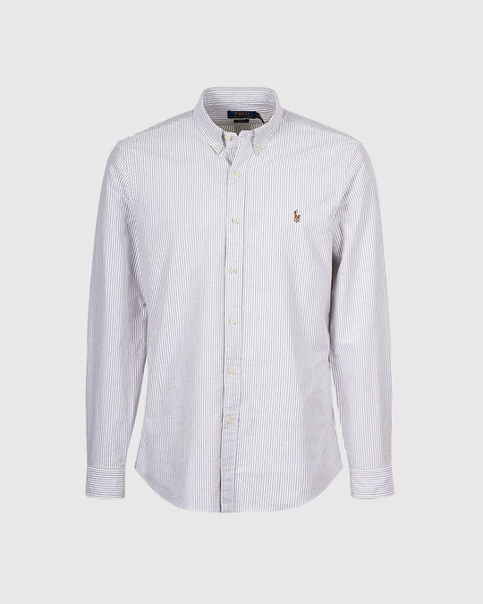 Oxford Skjorte Stripe Brun