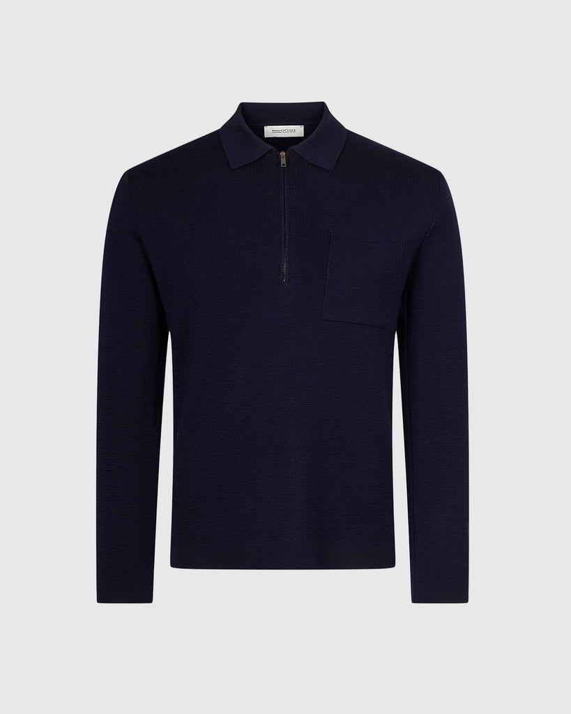 Half Zip Strik Blå