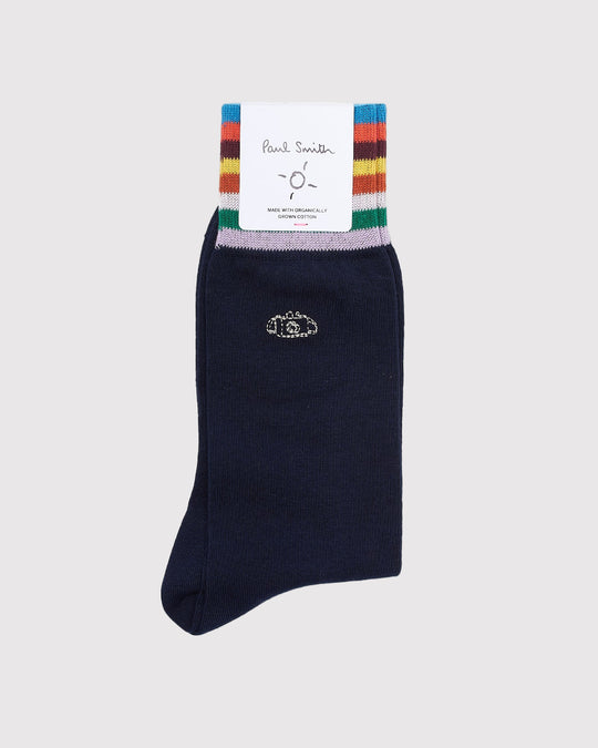 Sock Camera Emb Blå