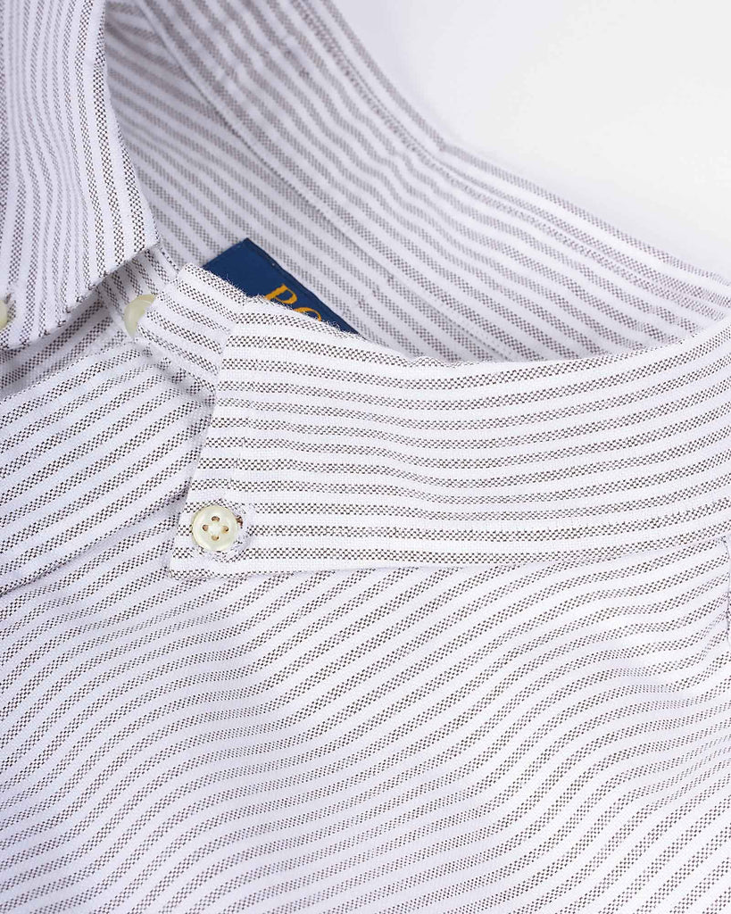Oxford Skjorte Stripe Brun