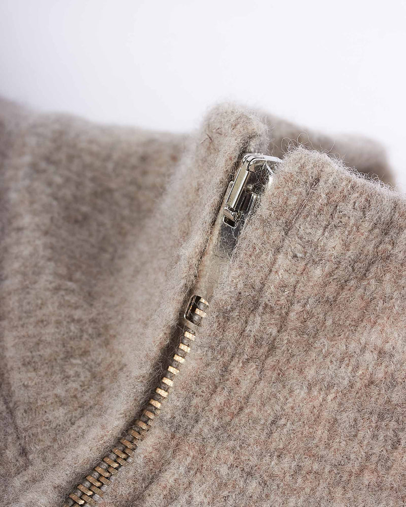 Boiled Zip Cardigan Sand