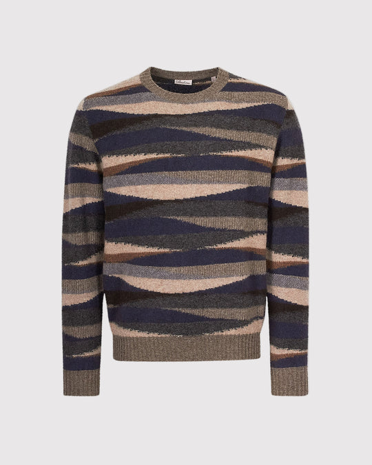 Yak Patterned Strik Blå