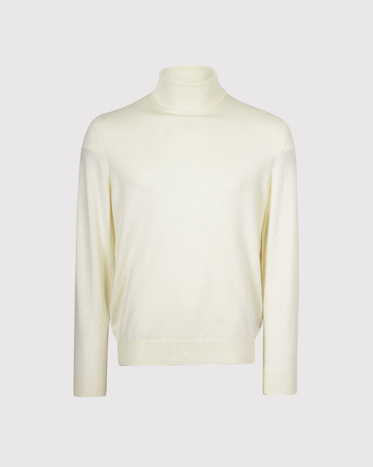 Visc Cashmere Roll Neck Creme